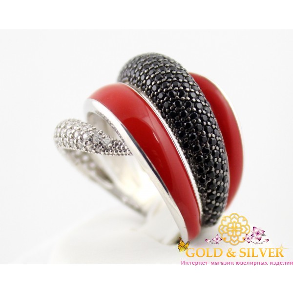 Серебряное кольцо Серпантин с красной эмалью 380361а , Gold & Silver Gold & Silver, Украина